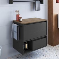 Gabinete Suspenso 60cm Mel Grafite 1 Nicho Toalheiro Gaveta BH8050MG