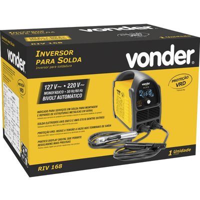 Inversor para Solda Eletrodo TIG 160A Bivolt RIV168 Vonder Monofásico com Display de LED