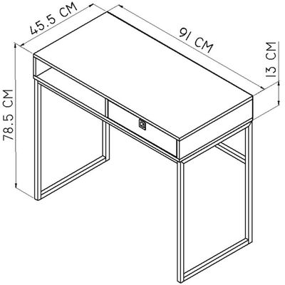 Escrivaninha Com Gaveta Mesa De Computador Mel 91cm e Nicho Placa e Ponto Estilo Industrial