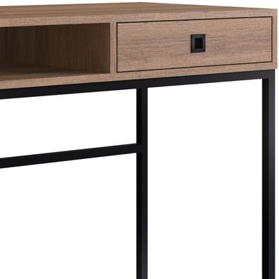 Escrivaninha Com Gaveta Mesa De Computador Mel 91cm e Nicho Placa e Ponto Estilo Industrial
