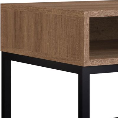 Escrivaninha Com Gaveta Mesa De Computador Mel 91cm e Nicho Placa e Ponto Estilo Industrial