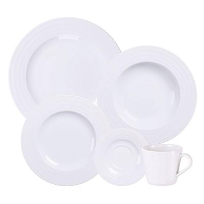 Aparelho de Jantar Porcelana Branca Tramontina Vibrare 20 Peças Pratos Xícaras Pires