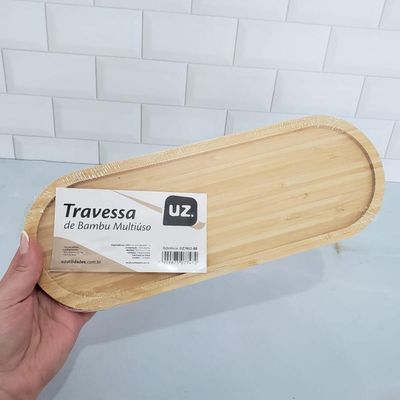 12 Travessas de Bambu Petisqueira 33x12cm Bandeja UZ Servir Decorar Gamela
