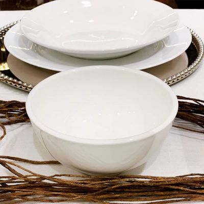 6 Bowls de Porcelana Lyor 330ml Sobremesa Fruta Petisco Tigelas Brancas 12,5x6,5cm Clean