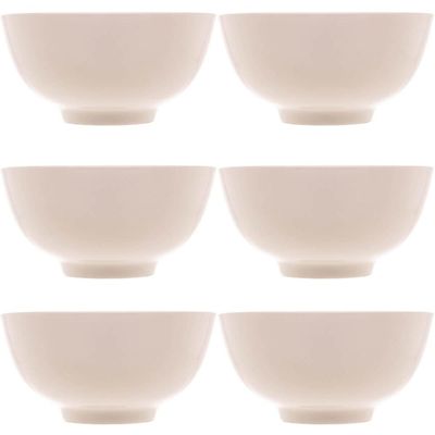 6 Bowls de Porcelana Lyor 330ml Sobremesa Fruta Petisco Tigelas Brancas 12,5x6,5cm Clean