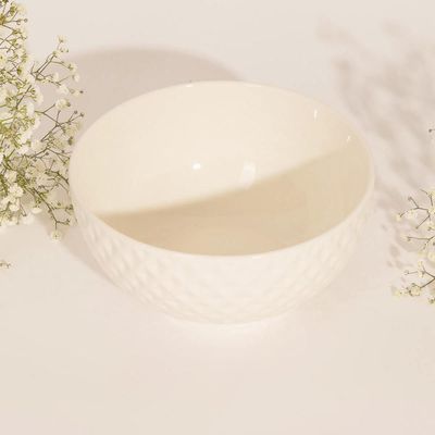 12 Tigelas de Porcelana Branca 280ml Bowls Lyor Diamond para Frutas Molhos Restaurante