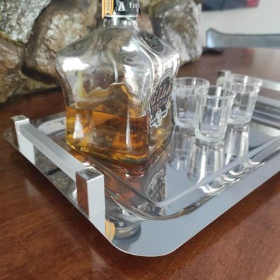 Bandeja Aço Inox Retangular Pequena com Alças para Servir Café Lanches 36x25,5cm Zanella