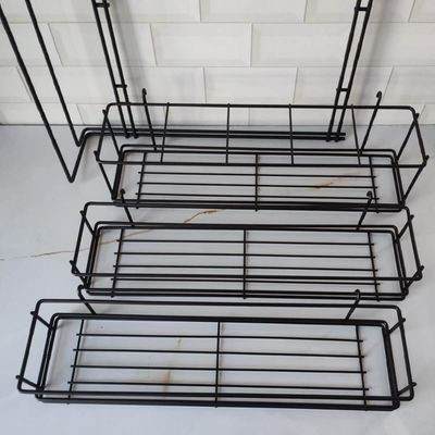 Coluna Corrediça Deslizante Preta Latas Óleo Suporte Temperos Condimentos Aramada Cozinha