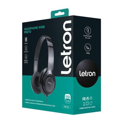 Fone De Ouvido Com Mic P3 Letron Office Wire Preto Estereo D