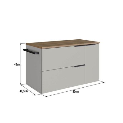 Gabinete Suspenso 80cm Mel Arenas Toalheiro Portas e Gaveta BH8020MA