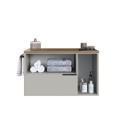 Gabinete Suspenso 80cm Mel Arenas Toalheiro Portas e Gaveta BH8020MA