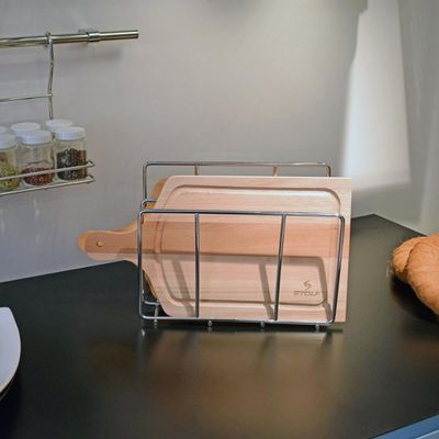 Suporte para Tábua de Corte Carne Duplo Organizador Aramado para Cozinha Masutti Cromado