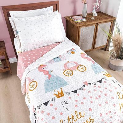 Colcha Solteiro Bouti Kids Dupla Face Estampado 2 Peças Little Princess