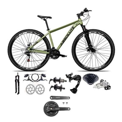 Bicicleta Aro 29 Absolute Nero 5 Câmbio Traseiro Shimano Alívio E Altus 27v Freio Hidráulico Garfo Trava Oliva Tam 15