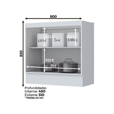 Cozinha Modulada 3 Peças Com Tampo Henn Americana Branco