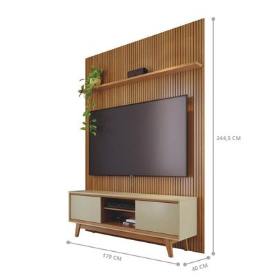 Conjunto Painel E Rack Moonshadow Cumaru Opala