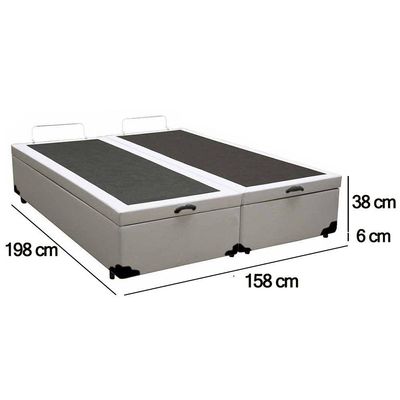 Cama Box Baú Queen Bipartido Sintético Serene Branco 158x198x44