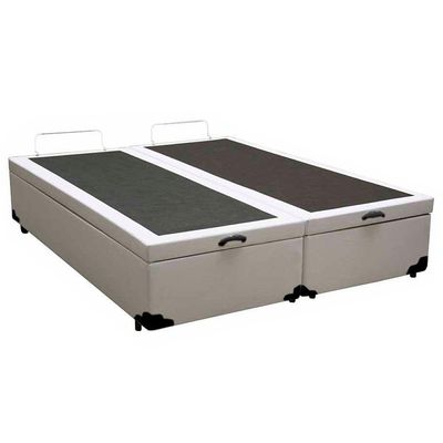 Cama Box Baú Queen Bipartido Sintético Serene Branco 158x198x44