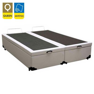 Cama Box Baú Queen Bipartido Sintético Serene Branco 158x198x44