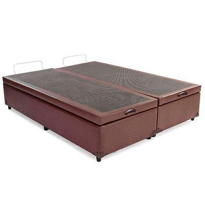 Cama Box Baú King Bipartido Sintético Serene Marrom 192x203x44