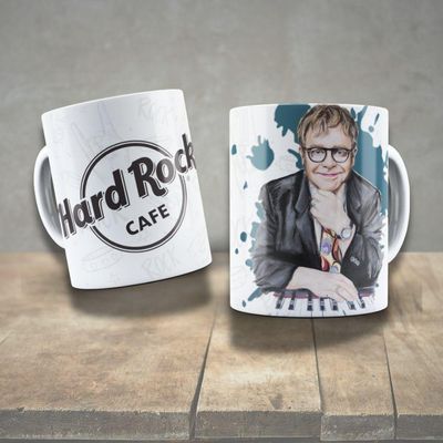 Caneca De Porcelana 325ml Decorada ícones Da Música Elton John
