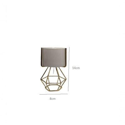Vaso De Cerâmica Com Suporte Dourado Dva055 - Gift Home
