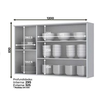 Cozinha Modulada 2 Peças 5 Portas 3 Gavetas Henn Americana Cinza