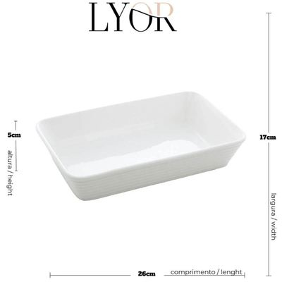 Conjunto 5 Assadeiras Travessas de Porcelana Branca 26x17cm Restaurante Buffet Lyor
