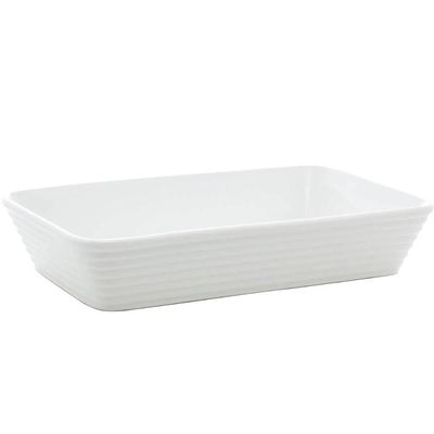 Conjunto 5 Assadeiras Travessas de Porcelana Branca 26x17cm Restaurante Buffet Lyor