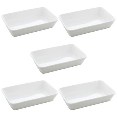 Conjunto 5 Assadeiras Travessas de Porcelana Branca 26x17cm Restaurante Buffet Lyor