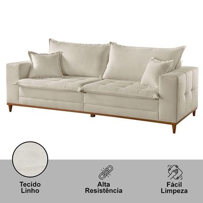 Sofá Matrix 02 Módulos De 90cm B25cm Meu Sofá Online A302 Linho Branco