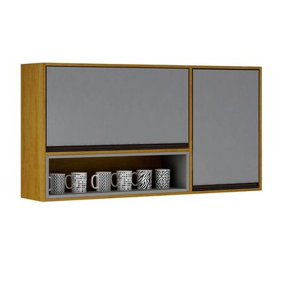 Armário De Cozinha Nala Aéreo Porta Condiment Mobilihouse Cinamomo/cinza Acetinado