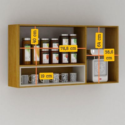 Armário De Cozinha Nala Aéreo Porta Condiment Mobilihouse Cinamomo/cinza Acetinado
