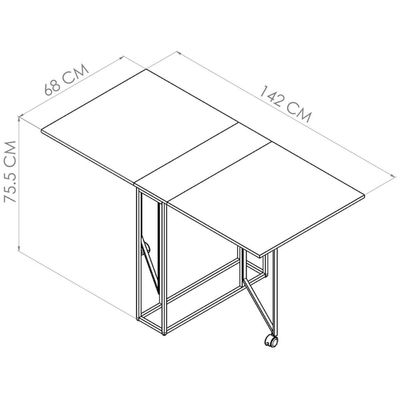 Mesa Dobrável Industrial Preto e Mel 142x68cm Placa e Ponto Mesa De Jantar ou Escritório