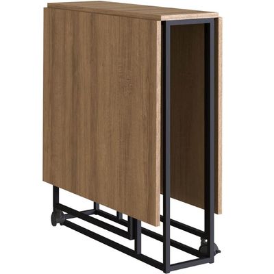 Mesa Dobrável Industrial Preto e Mel 142x68cm Placa e Ponto Mesa De Jantar ou Escritório