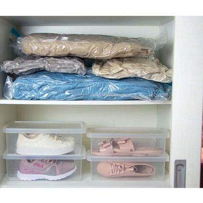 Kit 4 Caixas Organizadoras para Calçados 38 a 46 Empilháveis Transparentes Tampas Ventiláveis Transparente