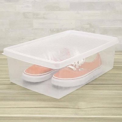 Kit 4 Caixas Organizadoras para Calçados 38 a 46 Empilháveis Transparentes Tampas Ventiláveis Transparente