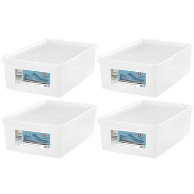 Kit 4 Caixas Organizadoras para Calçados 38 a 46 Empilháveis Transparentes Tampas Ventiláveis Transparente