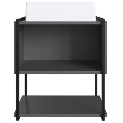 Gabinete Suspenso Banheiro 50x38,5x54cm Porta e Cuba Grafite Industrial Grafite