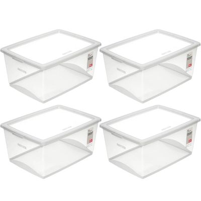 4 Caixas Plásticas 60L Organizadoras com Tampa My Closet Ordene Empilháveis