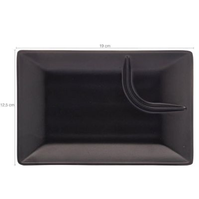 Kit 2 Pratos para Sushi com Molheira Melamina Pretos 19x12,5cm Lyor Tóquio Retangulares
