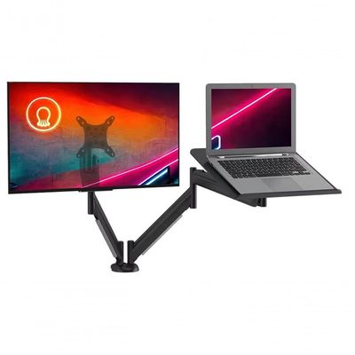 Suporte De Mesa Para Monitor Até 26 E Notebook Até 16 Articulado Octoo Clipway-n1 Base Preto