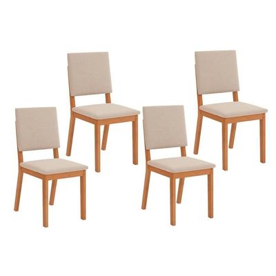 Kit 4 Cadeiras De Cozinha Talia 4 Un Cedro Suede Creme