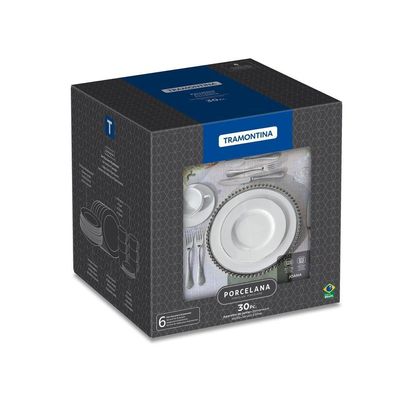 Aparelho De Jantar Tramontina Joana Em Porcelana Decorada 30 Peças Tramontina