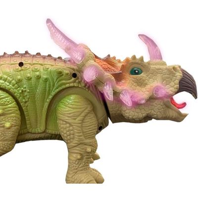 Dinossauro Elétrico Tricerátops Com Movimento Luz Leds E Som