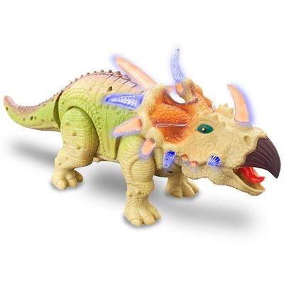 Dinossauro Elétrico Tricerátops Com Movimento Luz Leds E Som