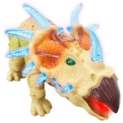 Dinossauro Elétrico Tricerátops Com Movimento Luz Leds E Som