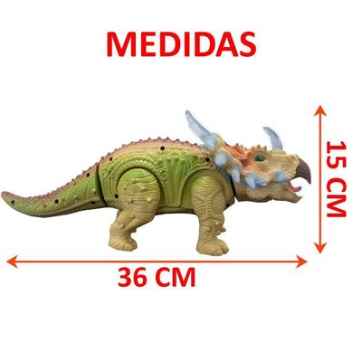 Dinossauro Elétrico Tricerátops Com Movimento Luz Leds E Som