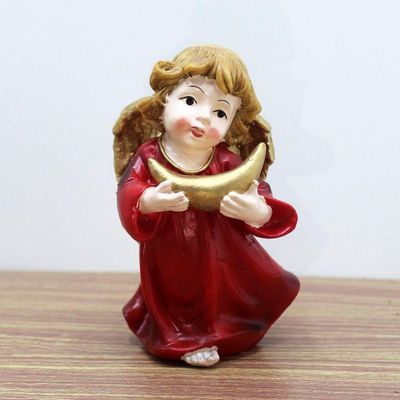Enfeite Natal Anjo Vermelho Anjinho Com Símbolo Resina 13cm