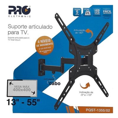 Suporte Tri Articulado Tv De 13-55 Proeletronic Pqst-1355/02
